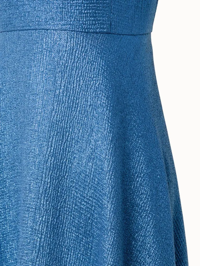Wool Silk Lurex Midi Dress Medium Denim Women Akris Dresses